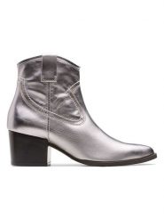 Clarks Skórzane botki "Elder Rae" w kolorze srebrnym rozmiar: 39. Szare botki Clarks, bez wzorów, bez obcasa, bez zapięcia. Za 356.61 zł.