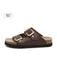 Teegu Skórzane klapki w kolorze brązowym rozmiar: 40. Brązowe klapki teegu, bez wzorów, z otwartym noskiem, bez obcasa. Za 130.99 zł.