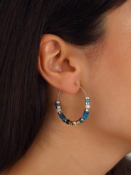 Luja Bijoux Pozłacane kolczyki-kreole z kamieniem szlachetnym rozmiar: onesize. Żółte kolczyki Luja Bijoux, pozłacane. Za 55.45 zł.
