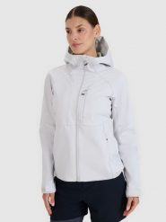 4F Kurtka softshell wiatroodporna membrana 10000 damska - szara M. Szare kurtki sportowe 4f, l, bez wzorów, z dzianiny, z kapturem, wspinaczkowe, windstopper. Za 219.99 zł.