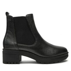 Botki Jana. Czarne botki JANA, bez wzorów, bez obcasa, na słupku, bez zapięcia. Za 399.99 zł.