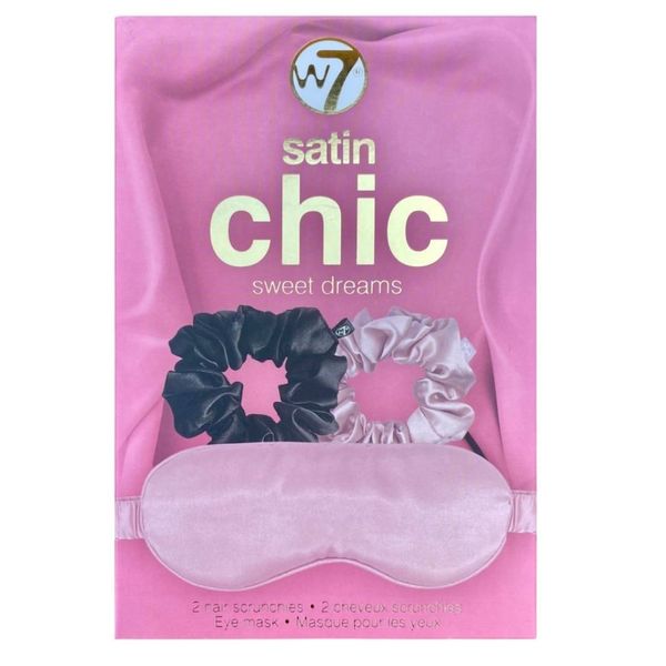 W7 SATIN CHIC Daily Glam ZESTAW PREZENTOWY maska + gumki 2 szt. Zestawy do pielęgnacji twarzy 1 ct. Odżywki do włosów w7. Za 47.99 zł.
