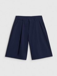 4F Spodenki casual damskie - granatowe M. Niebieskie szorty 4f, bez wzorów, z tkaniny, casualowe, z podwyższonym stanem. Za 169.99 zł.