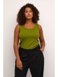 KAFFE curve Top "Carina" w kolorze oliwkowym rozmiar: L. Zielone topy KAFFE curve, l, bez wzorów, z bawełny, bez kołnierzyka, bez ramiączek. Za 78.99 zł.