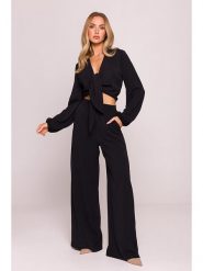 Made of emotion Spodnie w kolorze czarnym rozmiar: XL. Czarne spodnie materiałowe Made Of Emotion, xl, bez wzorów, z materiału, z podwyższonym stanem. Za 136.45 zł.