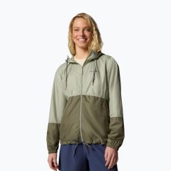 Kurtka przeciwwiatrowa damska Columbia Flash Forward II Windbreaker. Zielone kurtki sportowe Columbia, bez wzorów, z softshellu, bez kaptura, trekkingowe. Za 169.99 zł.