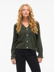 Vila Kardigan "Vitilda" w kolorze khaki rozmiar: S. Brązowe kardigany Vila, s, bez wzorów, prążkowane. Za 113.63 zł.