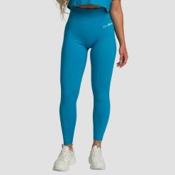 Legginsy damskie fitness z wysokim stanem akwamarynowe Limitless. Niebieskie legginsy GYMBEAM, xs, bez wzorów, z elastanu, z podwyższonym stanem. Za 112.90 zł.