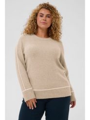 KAFFE curve Sweter w kolorze beżowym rozmiar: XL. Brązowe swetry KAFFE curve, xl, bez wzorów, z wełny, bez ramiączek. Za 137.45 zł.