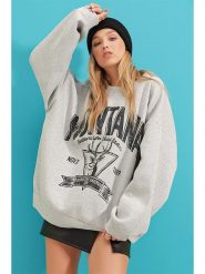 Trendyol Bluza w kolorze szarym rozmiar: XL. Szare bluzy Trendyol, xl, bez wzorów, bez kaptura. Za 57.06 zł.