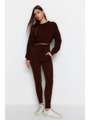 Trendyol 2-częściowy zestaw w kolorze ciemnobrązowym rozmiar: M. Brązowe swetry Trendyol, m, bez wzorów, bez ramiączek. Za 113.63 zł.