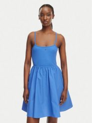 Tommy Jeans Sukienka letnia DW0DW22352 Niebieski Slim Fit. Niebieskie sukienki Tommy Jeans, na lato, m, bez wzorów, z bawełny, bez kołnierzyka, bez ramiączek. Za 289.99 zł.