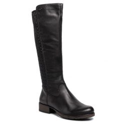 Kozaki Rieker. Czarne kozaki Rieker, bez obcasa, na słupku, bez zapięcia. Za 423.99 zł.