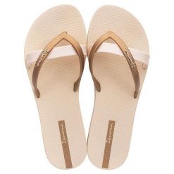 Japonki damskie Ipanema Kirei. Brązowe klapki Ipanema, bez wzorów, z gumy, bez obcasa. Za 64.99 zł.