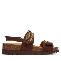 Sandały Scholl. Brązowe sandały Scholl, bez wzorów, bez obcasa, na płaskiej podeszwie, bez zapięcia. Za 344.99 zł.