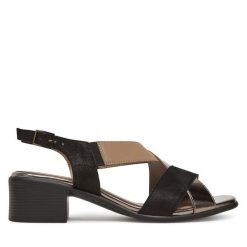 Sandały Lasocki. Czarne sandały Lasocki, bez wzorów, bez obcasa, na słupku, bez zapięcia. Za 179.99 zł.