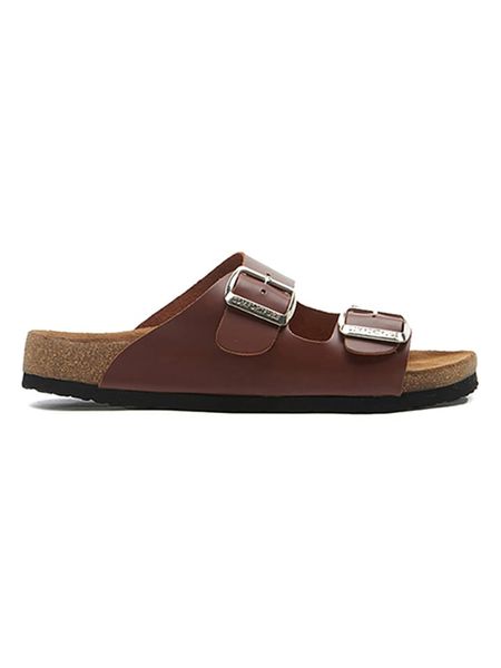 Comfortfusse Skórzane klapki w kolorze brązowym rozmiar: 35. Brązowe klapki Comfortfüße, bez wzorów, z otwartym noskiem, bez obcasa. Za 274.95 zł.