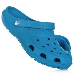 Klapki sportowe Crocs CROCBAND. Niebieskie klapki Crocs, bez wzorów, bez obcasa. W wyprzedaży za 89.00 zł.