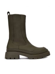 DeeZee Botki 13096-10 Khaki. Brązowe botki DeeZee, bez wzorów, z materiału, bez obcasa, na płaskiej podeszwie, bez zapięcia. Za 179.99 zł.