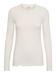 Kaffe Koszulka "Drew" w kolorze kremowym rozmiar: XL. Brązowe bluzki Kaffe, xl, bez wzorów, prążkowane, bez kołnierzyka, bez ramiączek. Za 43.99 zł.