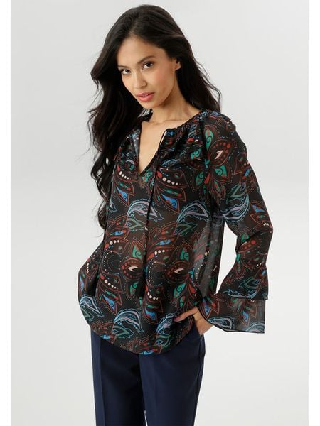 Aniston Bluzka w kolorze czarnym rozmiar: 38. Czarne bluzki Aniston, bez wzorów, bez kołnierzyka, bez ramiączek. Za 65.54 zł.