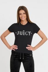 JUICY COUTURE Czarny damski t-shirt Ryder Rodeo Fitted, Rozmiar S. Czarne t-shirty Juicy Couture, s, bez wzorów, bez kołnierzyka, bez ramiączek. W wyprzedaży za 129.99 zł.