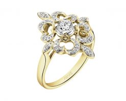 Pierścionek z żółtego złota z brylantami - 0,30 ct - próba 585. Żółte pierścionki Apart, z brylantem, złote. Za 6,990.00 zł.