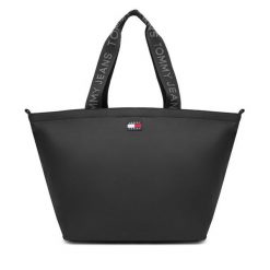 Torba Tommy Jeans. Czarne shopper Tommy Jeans, bez wzorów, z jeansu, bez dodatków. Za 349.99 zł.