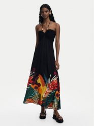 Desigual Sukienka letnia Belice 25SWMW08 Czarny Regular Fit. Czarne sukienki Desigual, na lato, s, bez wzorów, z syntetyku, bez kołnierzyka, bez ramiączek. Za 339.99 zł.