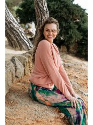 &Co Woman Spodnie "Loa" w kolorze różowo-zielonym rozmiar: L. Zielone spodnie materiałowe &Co Woman, l, bez wzorów, z materiału. Za 164.45 zł.