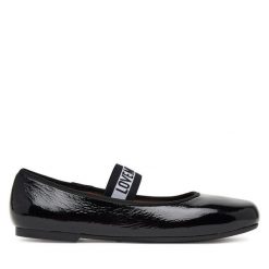 Baleriny LOVE MOSCHINO. Czarne baleriny Love Moschino, bez wzorów, bez obcasa. Za 839.99 zł.