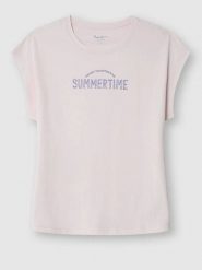 Pepe Jeans Koszulka w kolorze jasnoróżowym rozmiar: L. Różowe bluzki Pepe Jeans, l, bez wzorów, z bawełny, bez kołnierzyka, bez ramiączek. Za 87.81 zł.