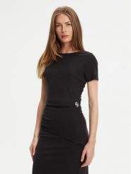 Guess T-Shirt W5YP14 KAQL2 Czarny Regular Fit. Czarne t-shirty Guess, s, z aplikacjami, z syntetyku, bez kołnierzyka, bez ramiączek. Za 239.99 zł.