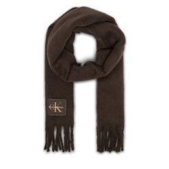 Szalik Calvin Klein. Brązowe szaliki Calvin Klein, bez wzorów. Za 329.99 zł.