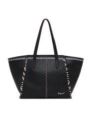 Desigual Torebka 25WAXP95 Czarny. Czarne shopper Desigual, bez wzorów, ze skóry, bez dodatków. Za 429.99 zł.