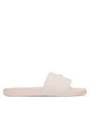 Calvin Klein Klapki Ess Slide Canvas Hdw HW0HW02960 Beżowy. Brązowe klapki Calvin Klein, bez wzorów, z materiału, bez obcasa. Za 189.99 zł.