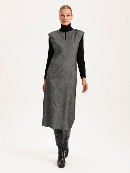 BGN Sukienka w kolorze antracytowym rozmiar: 36. Czarne sukienki BGN, na imprezę, bez wzorów, bez kołnierzyka, bez ramiączek, midi. Za 73.93 zł.