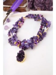 L'Atelier de Gaia Pozłacany naszyjnik z ametystami - dł. 47 cm rozmiar: onesize. Różowe naszyjniki L'Atelier de Gaia, z ametystem, pozłacane. Za 156.98 zł.