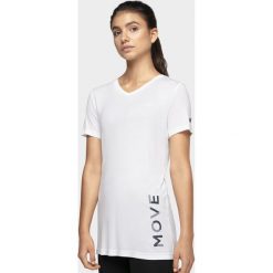 T-shirt damski TSD005 - biały. Białe t-shirty 4f, bez wzorów, z materiału, bez kołnierzyka, bez ramiączek. W wyprzedaży za 44.99 zł.