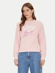 Guess Bluza W5GQ05 KB683 Różowy Regular Fit. Czerwone bluzy Guess, xl, z aplikacjami, z syntetyku, bez kaptura. Za 229.99 zł.