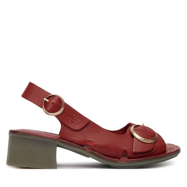 Sandały Fly London. Czerwone sandały Fly London, bez wzorów, bez obcasa, na słupku, bez zapięcia. Za 505.99 zł.