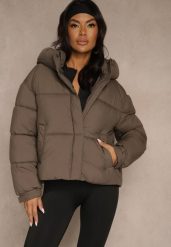 Ciemnozielona Kurtka Puffer z Pikowaniem Kapturem i Kieszonką przy Rękawie Galeida. Zielone kurtki narciarskie Renee, xl, bez wzorów, z jeansu, narciarskie. Za 149.99 zł.