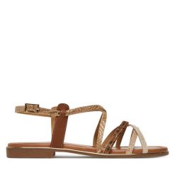 Sandały Lasocki. Brązowe sandały Lasocki, bez wzorów, bez obcasa, na płaskiej podeszwie, bez zapięcia. Za 139.99 zł.