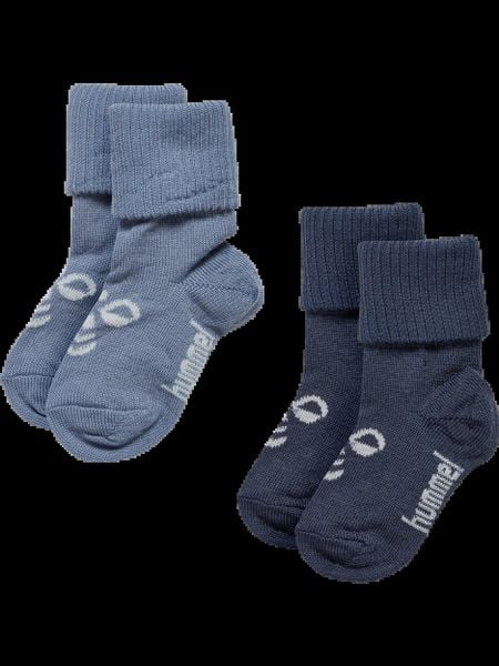 Hummel Skarpety hmlMINI WOOL 2-PACK z wełny – OMBRE BLUE/FLINT STONE. Niebieskie skarpety Hummel, bez wzorów, dziergany. Za 96.50 zł.