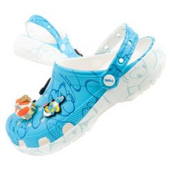 Klapki sandały chodaki damskie Crocs Smurfs Smerfy. Białe klapki Crocs, bez wzorów, z materiału, bez obcasa. Za 226.00 zł.