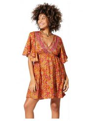 Aller Simplement Sukienka w kolorze pomarańczowo-różowym rozmiar: 38/40. Pomarańczowe sukienki Aller Simplement, bez wzorów, klasyczne, bez kołnierzyka, bez ramiączek, mini. Za 56.99 zł.