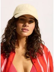 Seafolly Czapka w kolorze beżowym rozmiar: onesize. Brązowe czapki Seafolly, bez wzorów, z bawełny. Za 116.59 zł.