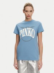 PINKO T-Shirt Start Niebieski Regular Fit. Niebieskie t-shirty Pinko, l, bez wzorów, z bawełny, bez kołnierzyka, bez ramiączek. Za 269.99 zł.
