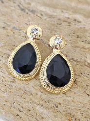 Luja Bijoux Pozłacane kolczyki-wkrętki z cyrkoniami rozmiar: onesize. Czarne kolczyki Luja Bijoux, z agatem, pozłacane. Za 65.85 zł.