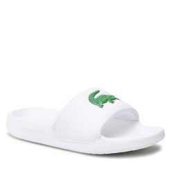 Klapki Lacoste. Białe klapki Lacoste, bez wzorów, bez obcasa. Za 209.99 zł.
